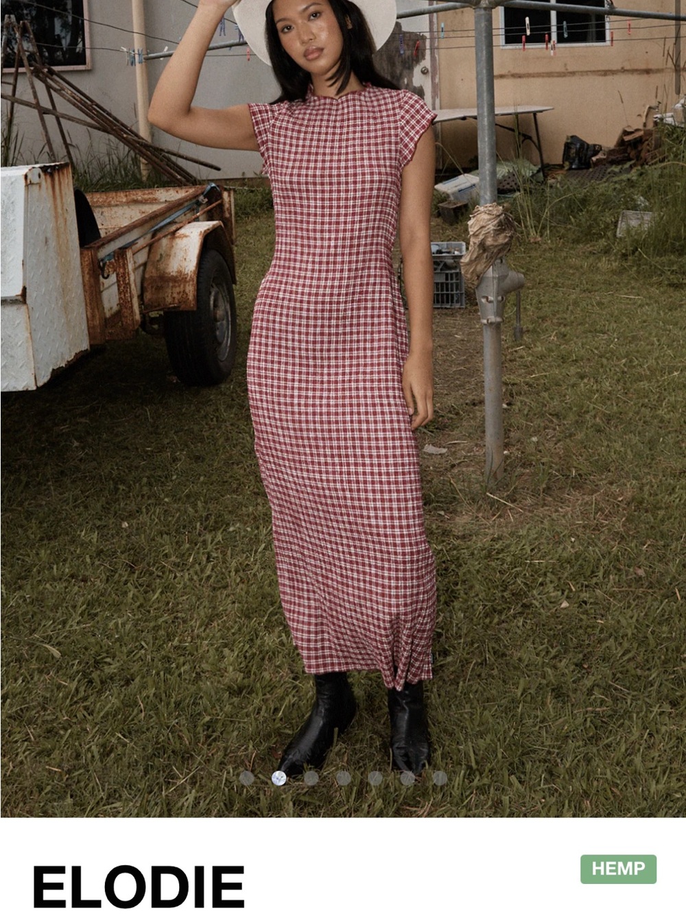 AFENDS Base Elodie Hemp SEERSUCKER MIDI Dress Small